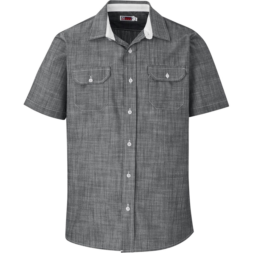 Mens Short Sleeve Windsor Shirt - Grey 3XL / GY