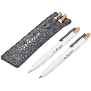 Mimo Recycled Aluminum Ball Pen & Pencil Set SOLID WHITE - and Sets,Bamboo Products,Recycled Writing Instruments