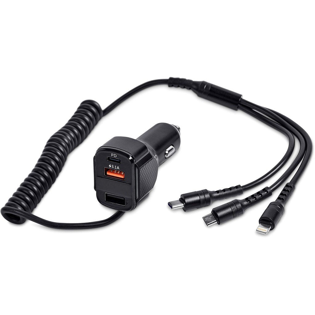 Monza 3-in-1 Fast Car Charger BLACK - On the Road,Chargers and Adaptors,Travel Essentials,Technology
