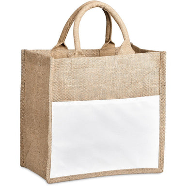 Nuri Sublimated Pocket Jute Tote NATURAL - Eco-Friendly Bags,Shoppers and Totes,Jute Products,Bags,Custom Shopper Bags,Custom Bags