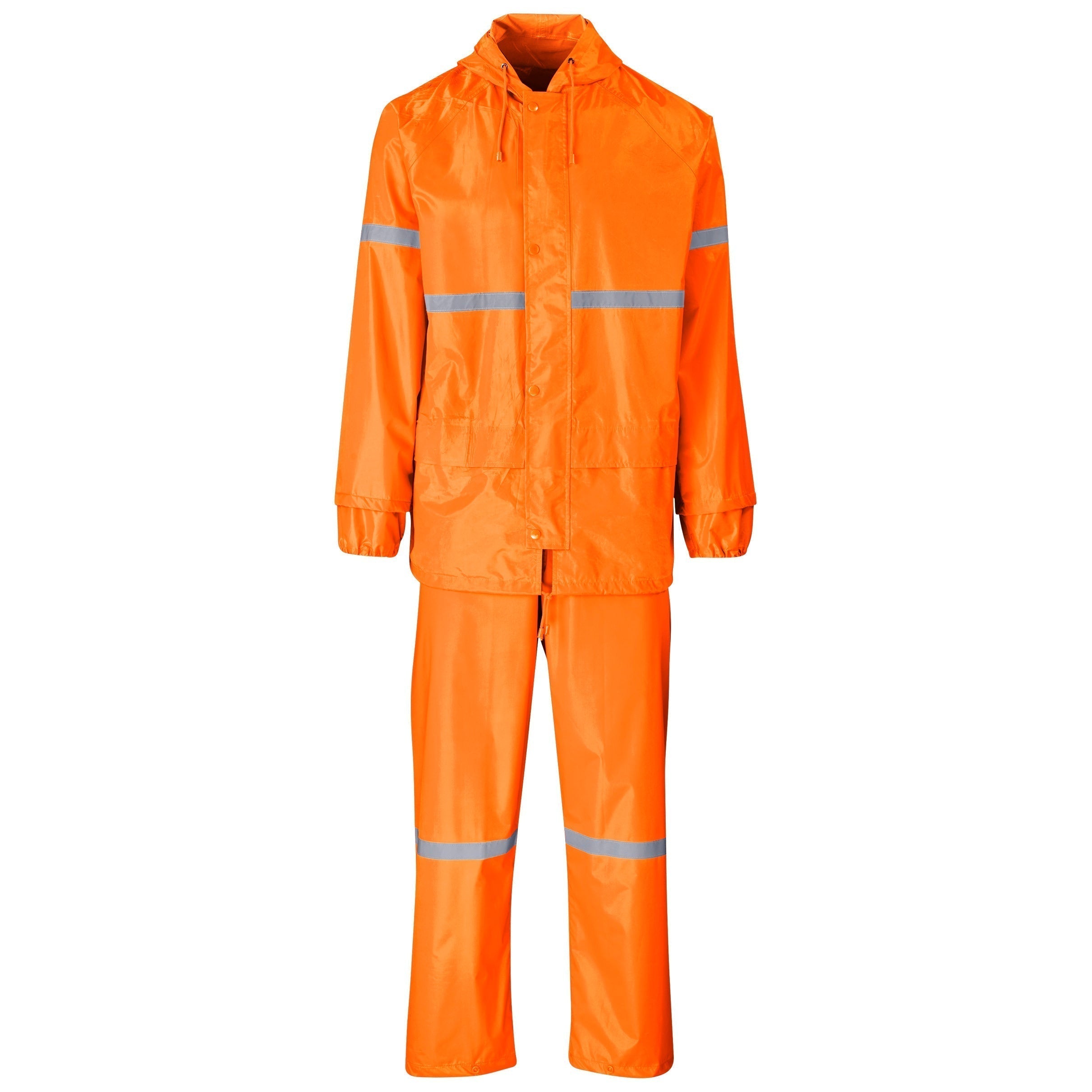 Outdoor Hi-Viz Reflective Polyester/PVC Rainsuit-2XL-Orange-O