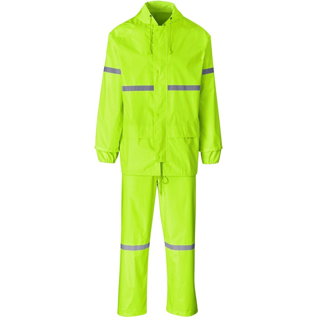 Outdoor Hi-Viz Reflective Polyester/PVC Rainsuit L / Lime
