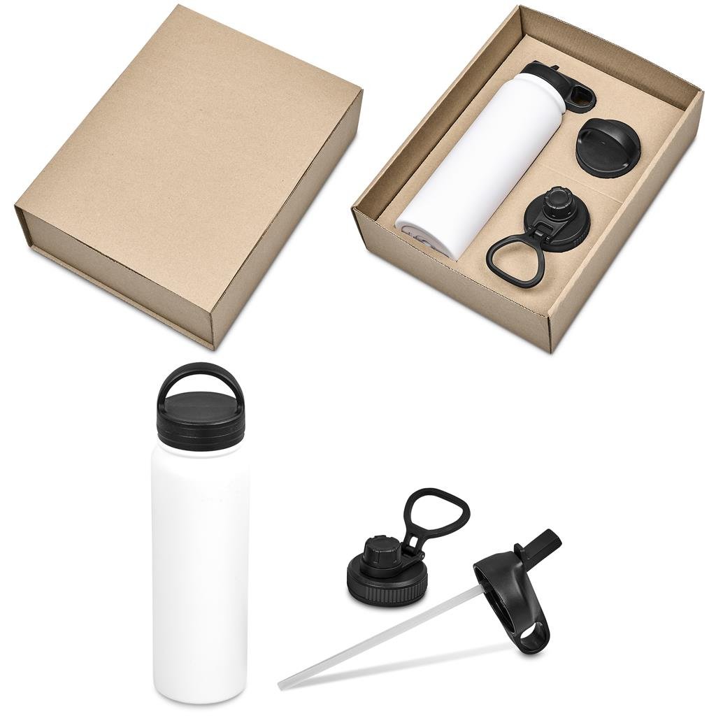 Pemba Exchangeable Lids Bottle Gift Set SOLID WHITE - Sets,Drinkware Sets