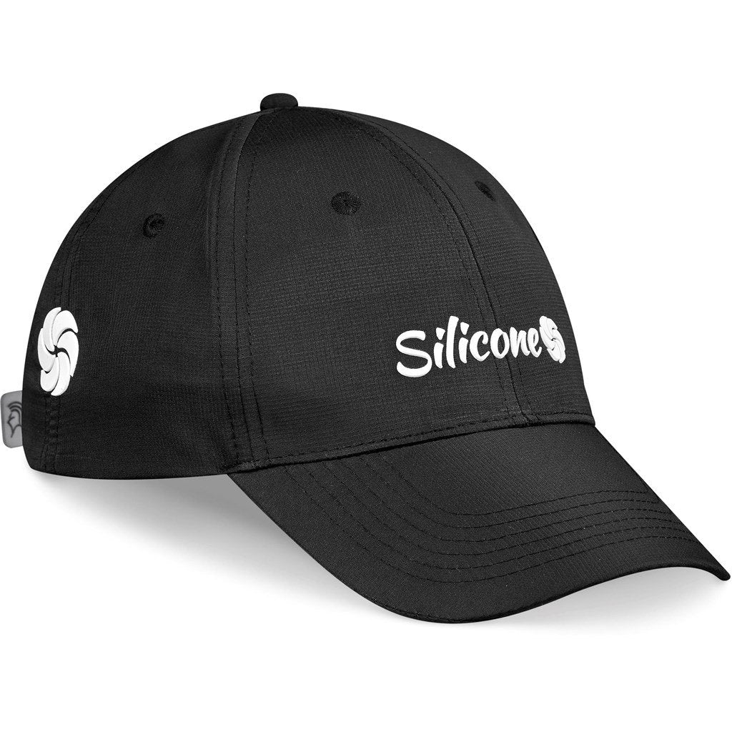 Pre-Branded Performance Cap Showcasing Silicone Branding BLACK - Caps