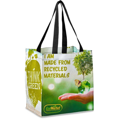 Pre-Printed Sample Custom Gateway Recycled PET Stitch-Bond Shopper BLACK - and Tote Bags