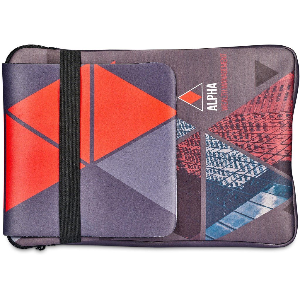 Pre-Printed Sample Custom Grotto Neoprene 13-inch Laptop Sleeve With Build-In Mouse Pad BLACK - Tech Sleeves