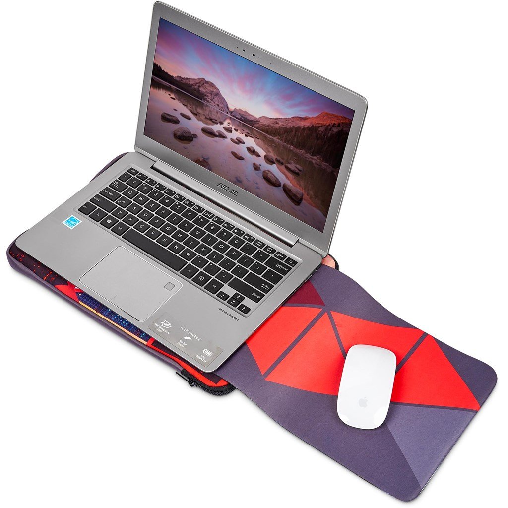Pre-Printed Sample Custom Grotto Neoprene 13-inch Laptop Sleeve With Build-In Mouse Pad BLACK - Tech Sleeves