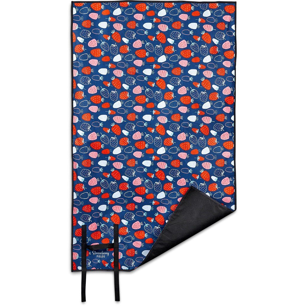 Pre-Printed Sample Custom Ivory Recycled PET Picnic Mat BLACK - Beach and Outdoor
