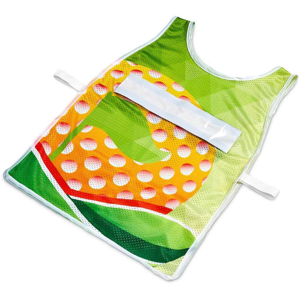 Pre-Printed Sample Custom Jackal Polyester Caddy Bib with PVC Name Sleeve SOLID WHITE - Sports and Fitness