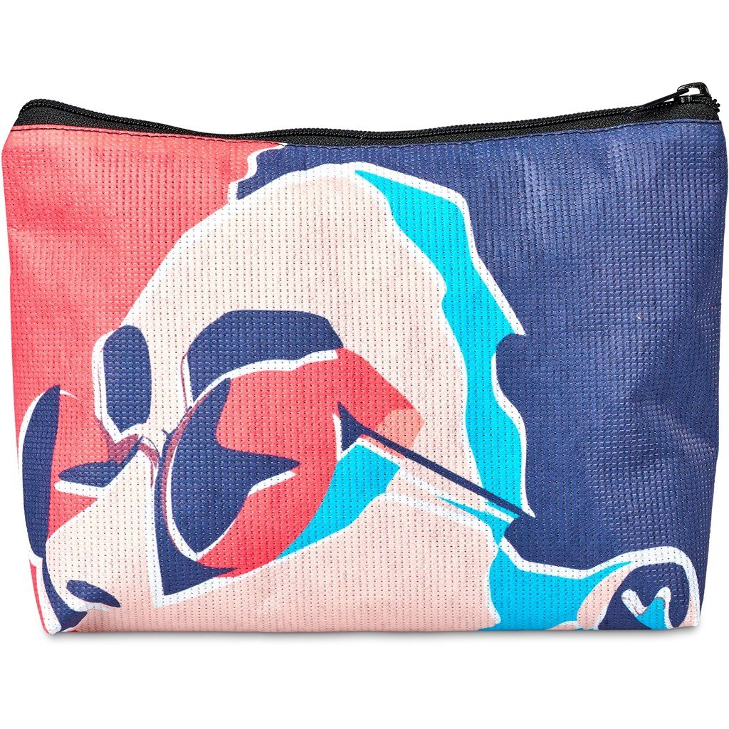 Pre-Printed Sample Custom Leanne Recycled PET Stitch-Bond Maxi Toiletry Bag BLACK - and Cosmetic Bags
