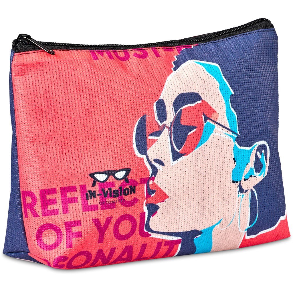 Pre-Printed Sample Custom Leanne Recycled PET Stitch-Bond Maxi Toiletry Bag BLACK - and Cosmetic Bags