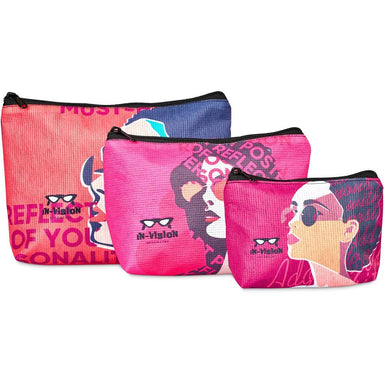 Pre-Printed Sample Custom Leanne Recycled PET Stitch-Bond Mini Toiletry Bag BLACK - and Cosmetic Bags