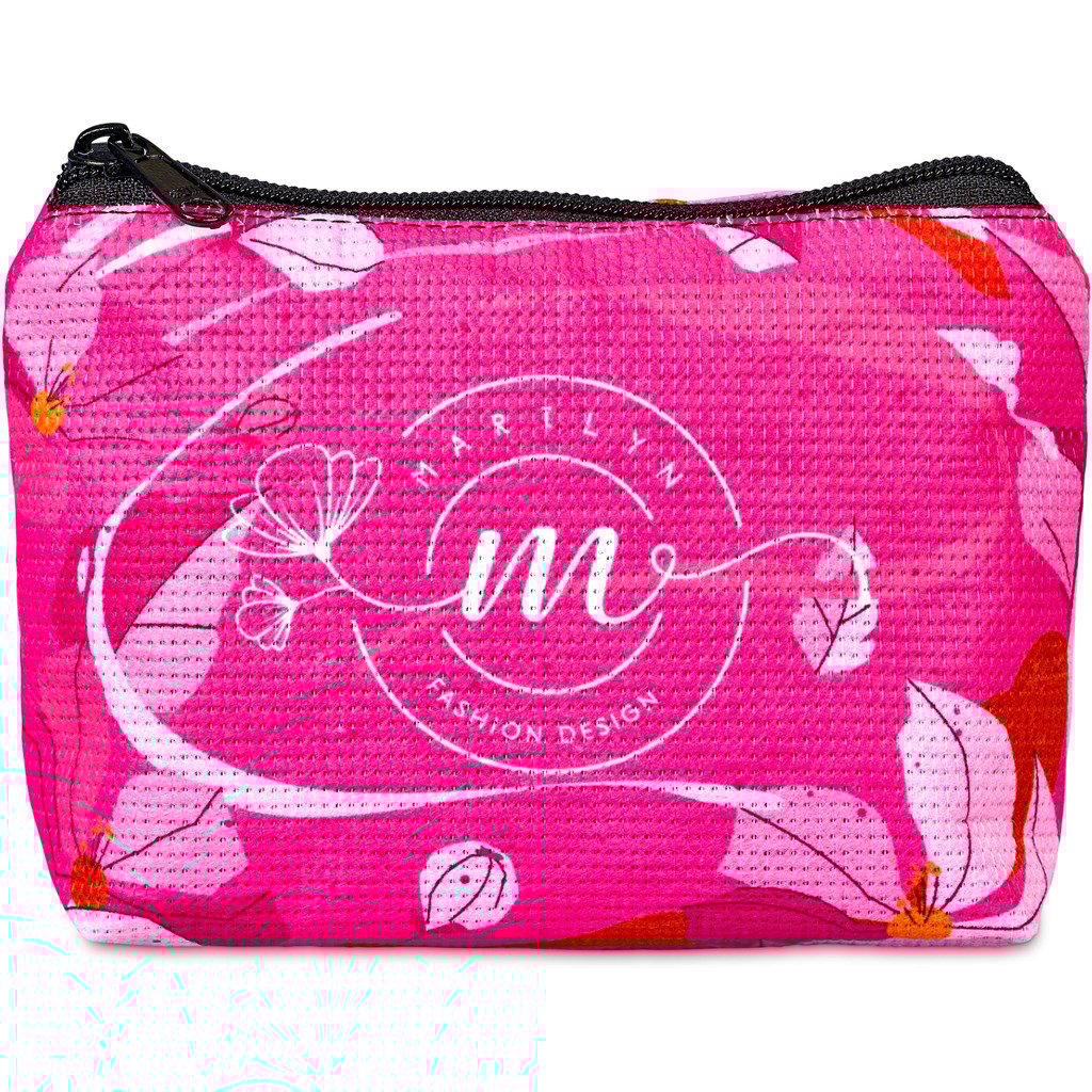 Pre-Printed Sample Custom Leanne Recycled PET Stitch-Bond Mini Toiletry Bag BLACK - and Cosmetic Bags