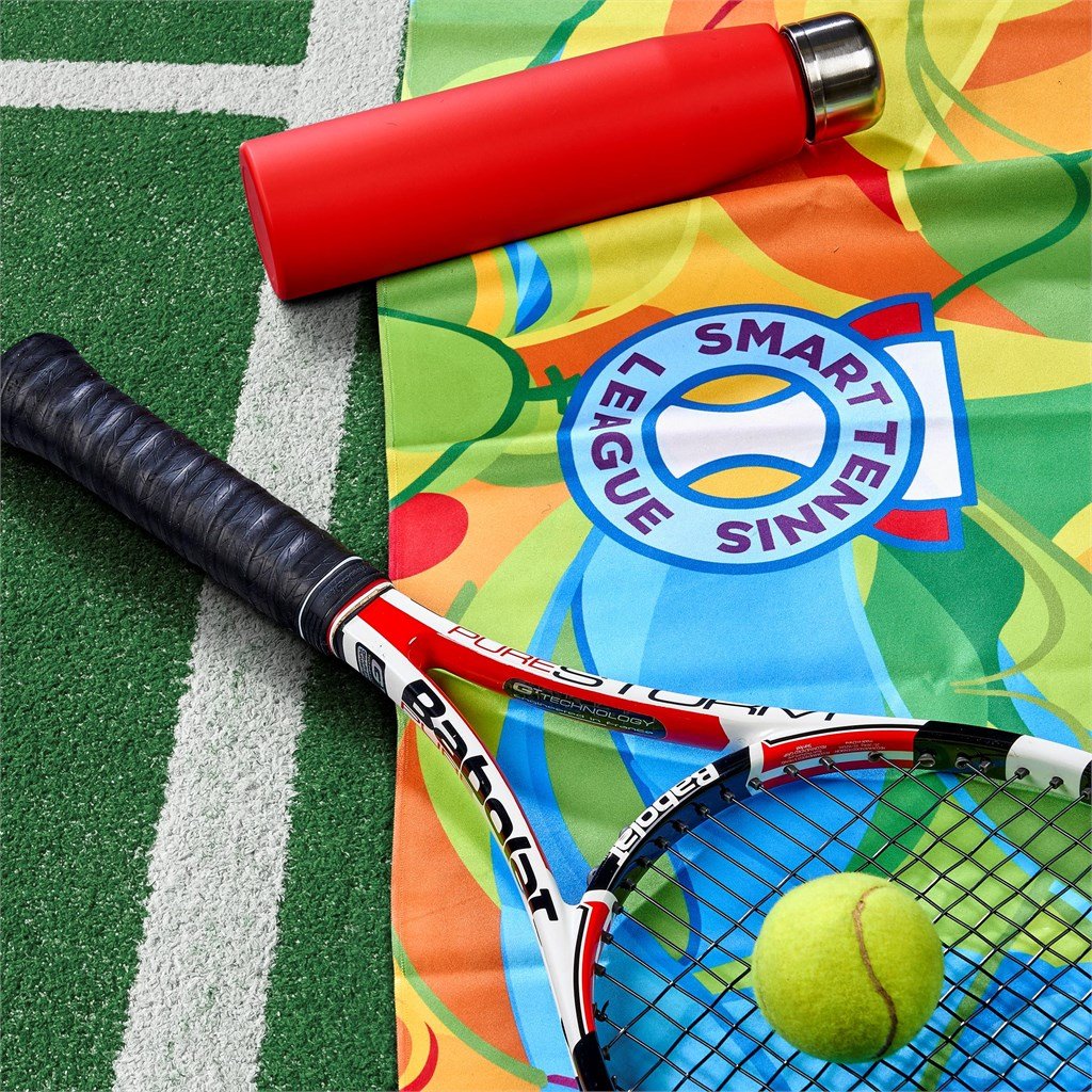 Pre-Printed Sample Custom Relay Sports Towel - Double-Sided Branding SOLID WHITE - and Fitness