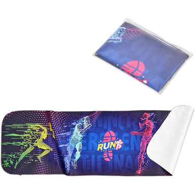 Pre-Printed Sample Custom Relay Sports Towel - Single Sided SOLID WHITE - and Fitness