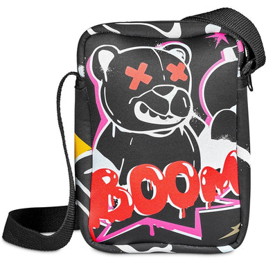 Pre-Printed Sample Custom Satara Neoprene Large Cell Phone Pouch BLACK - Crossbody and Waist Bags