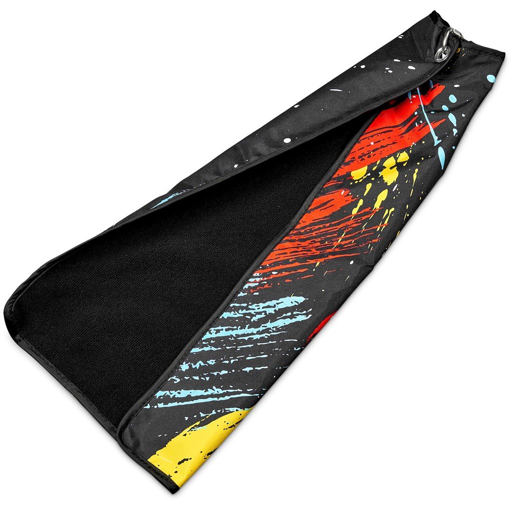 Pre-Printed Sample Custom Xander Golf Towel BLACK - Sports and Fitness