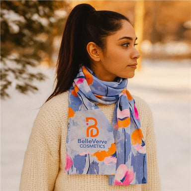 Pre-Printed Custom Snuggle Polar Fleece Scarf - Double-Sided Branding BLACK - Beanies and Scarves