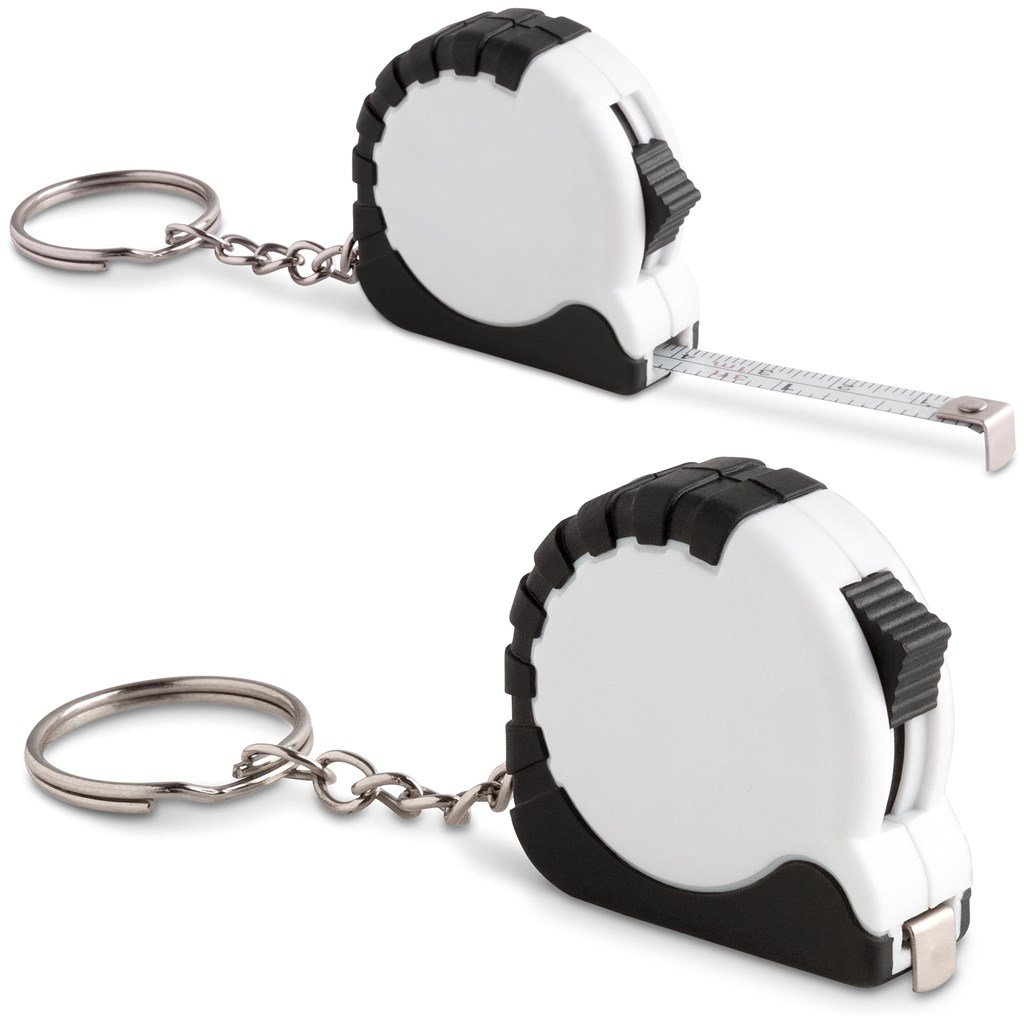 Surveyor Tape Measure Keyholder - 1 Metre Solid White / SW - Keychains