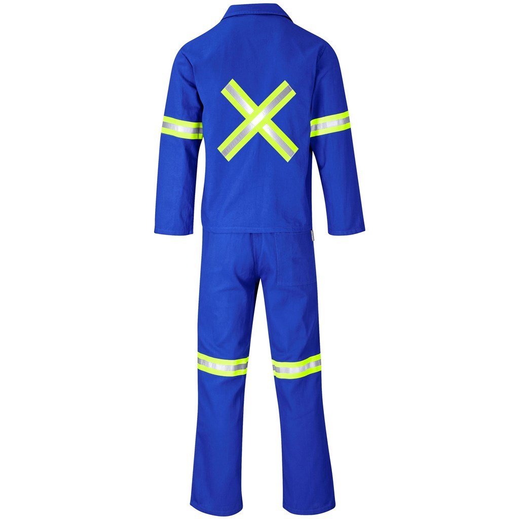 Technician 100% Cotton Conti Suit - Reflective Arms Legs & Back - Yellow Tape