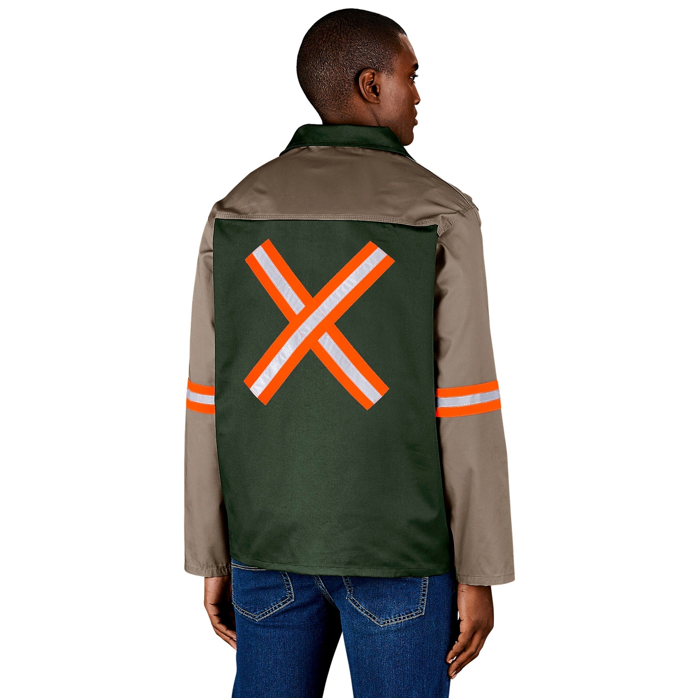 Two-Tone Polycotton Work Jacket - Reflective Arms & Back - 