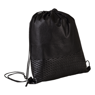 Wave Design Drawstring Bag Non-Woven Black / STD / Regular - Drawstrings