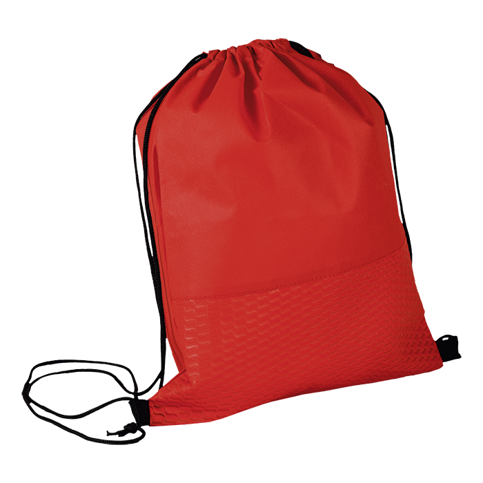 Wave Design Drawstring Bag Non-Woven Red / STD / Regular - Drawstrings