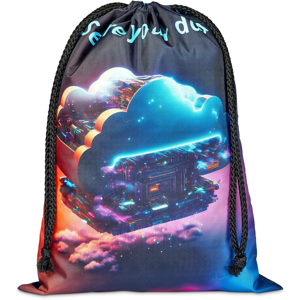 Custom Pacific Maxi Polyester Drawstring Pouch BLACK - Bags and Backpacks,Custom Backpacks