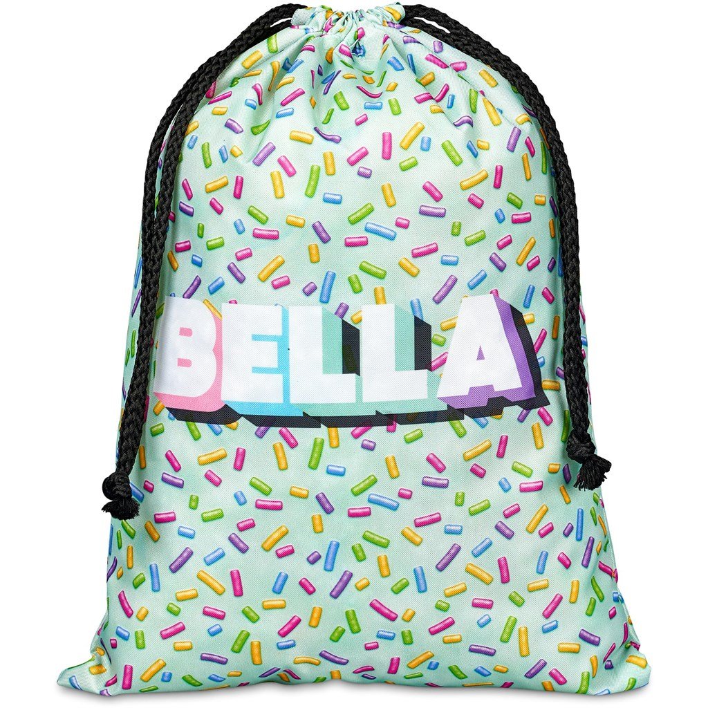 Custom Pacific Maxi Polyester Drawstring Pouch BLACK - Bags and Backpacks,Custom Backpacks