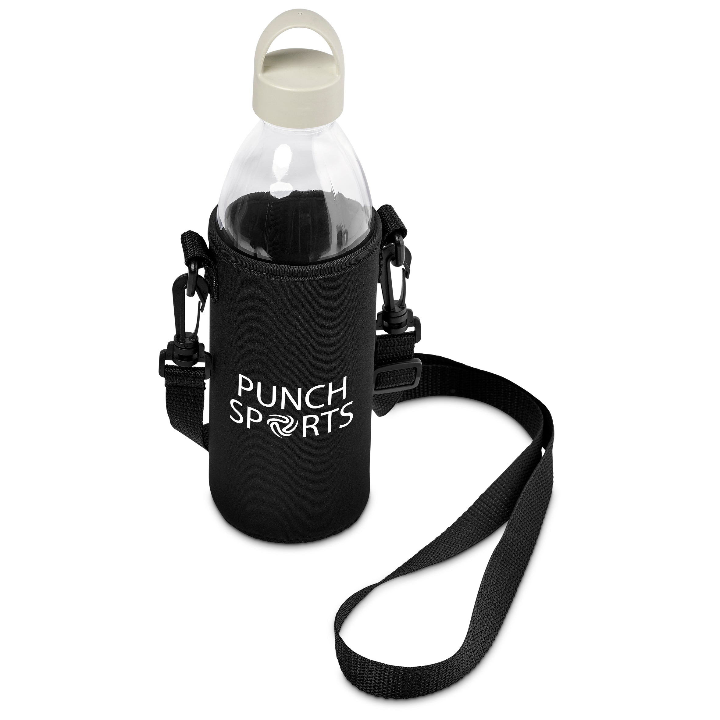 Hands-Free Glass Water Bottle – 850ml Cream / CM