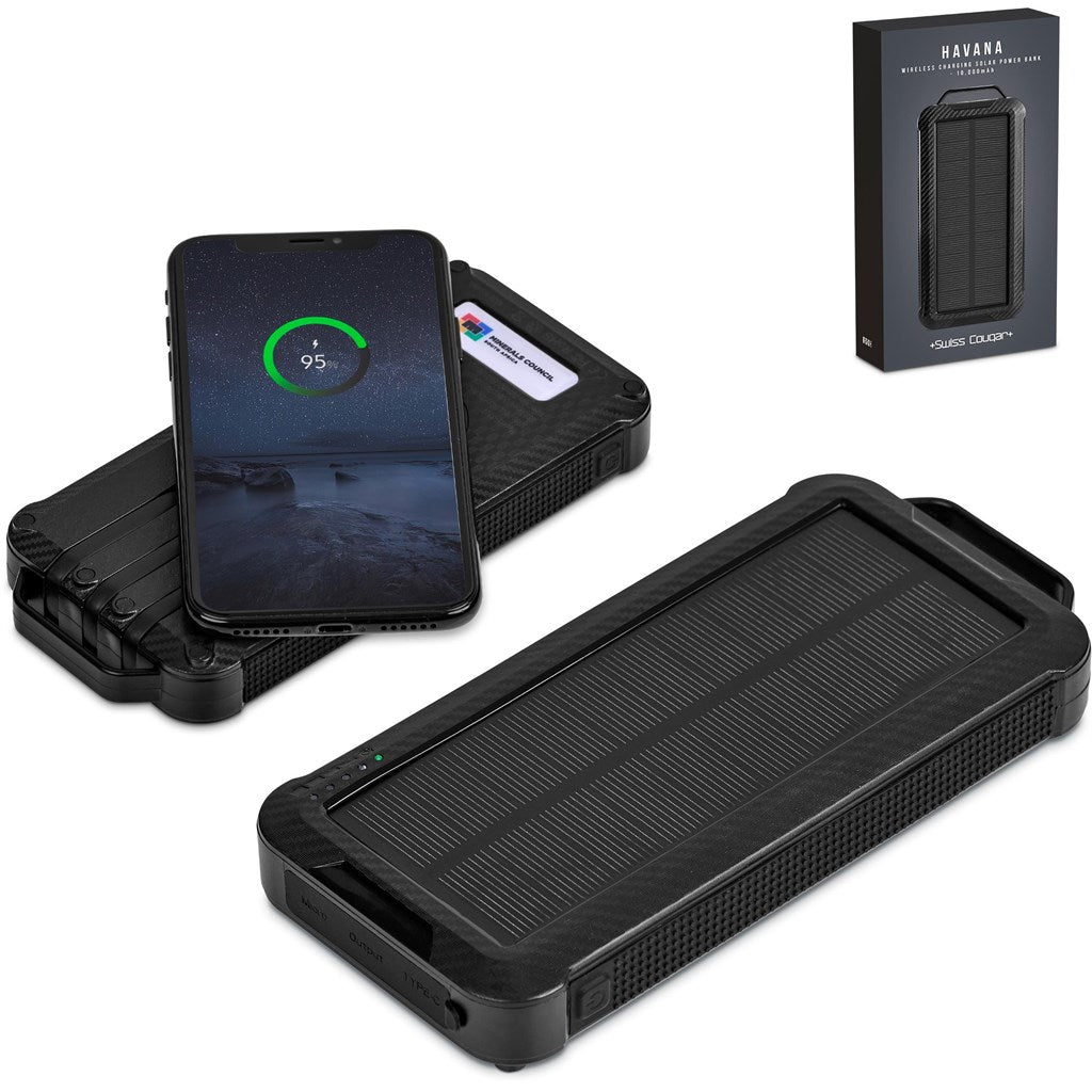 Heaven Wireless Charging Solar Power Bank - 10,000mAh Black / BL - Adapters & Chargers