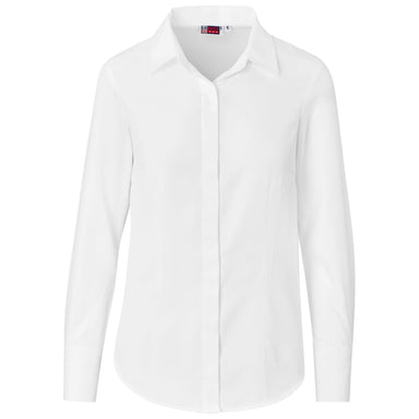 Ladies Long Sleeve Wallstreet Shirt - Blue 2XL / White / W