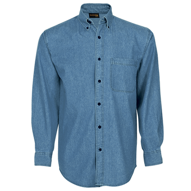Mens Denim Shirt Long Sleeve  Mid Blue / 3XL / 