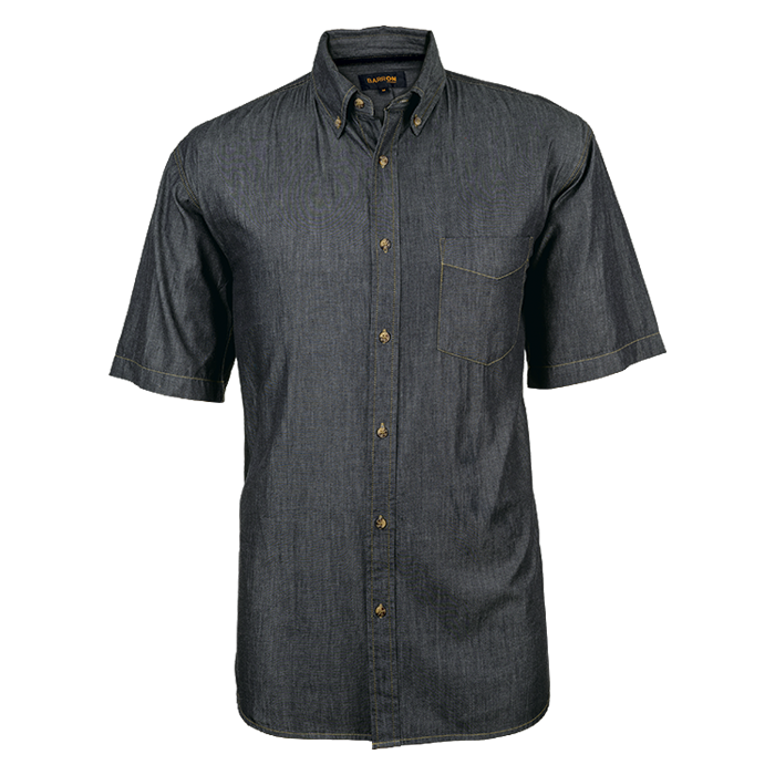 Mens Denver Denim Shirt Short Sleeve Black / SML / Regular - Shirts-Corporate
