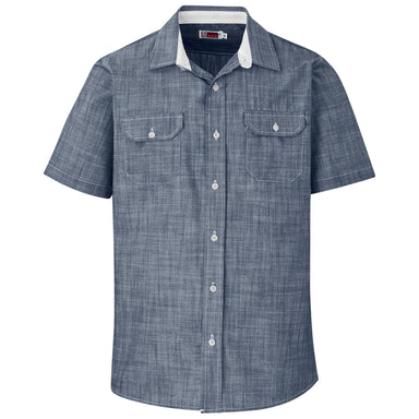 Mens Short Sleeve Windsor Shirt - Grey L / Navy / N