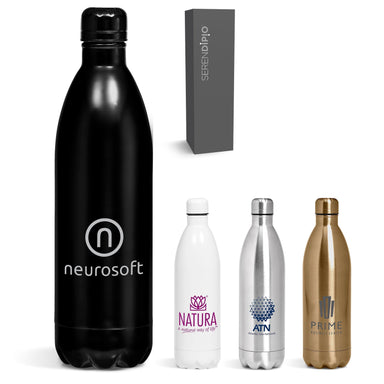 Serendipio Atlantis Vacuum Water Bottle - 1 Litre-Water Bottles-Silver-S